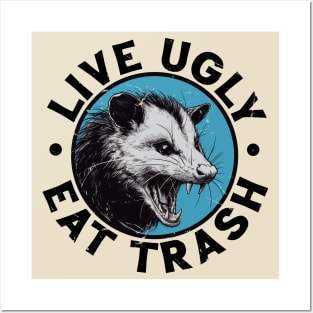 Live Ugly Eat Trash / Vintage Opossum Design Posters and Art